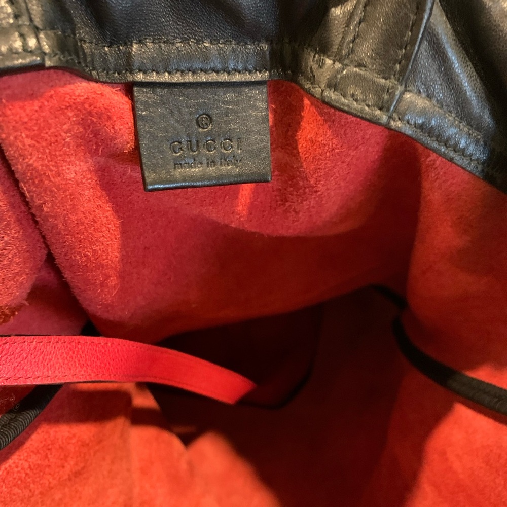Gucci Red Leather Drawstring Bag - image 5